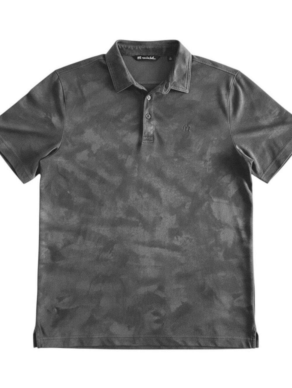 TravisMathew Men’s Large Black Cloud Wash Golf Polo Shirt Tie Dye Acid Wash